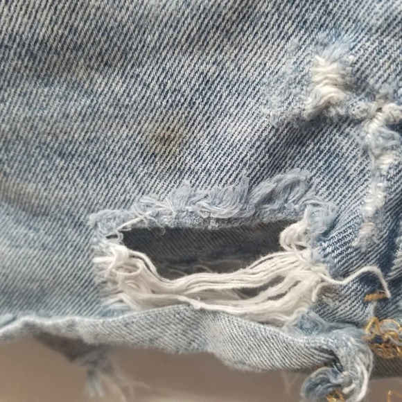 𝅺agolde High  Rise Button Fly Distressed Jean Shorts 23 - Picture 8 of 10